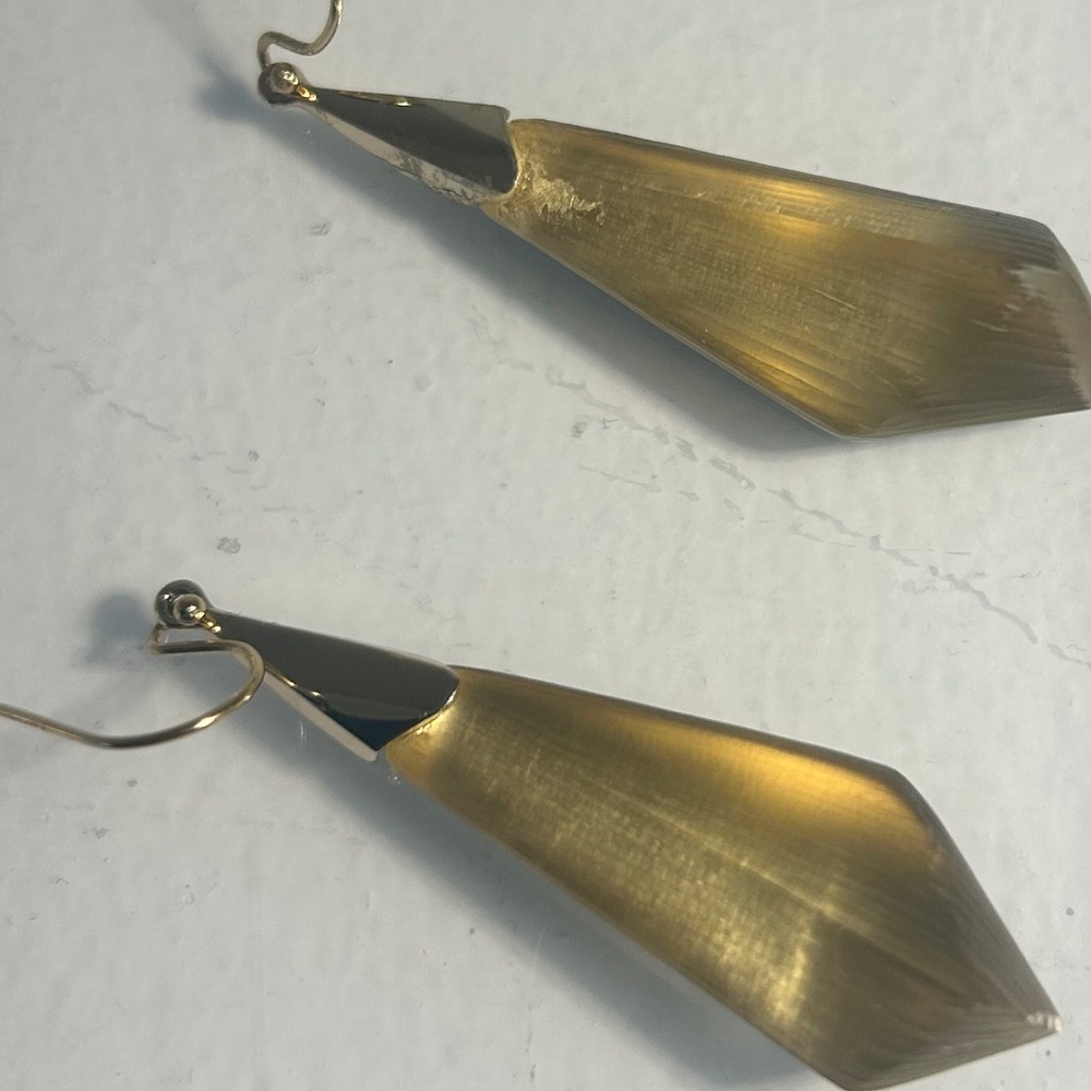 Alexis Bittar Lucite Yellow/Gold Faceted Wire Earrings
